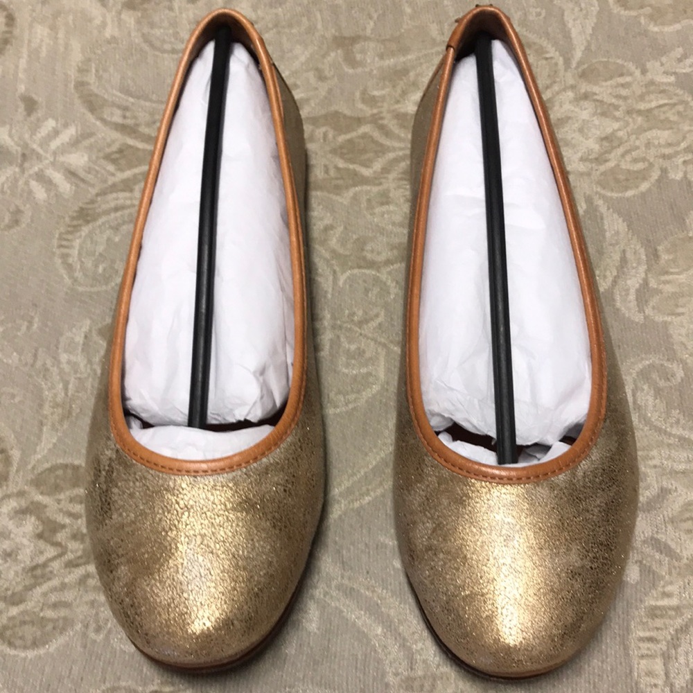 Trask Piper Gold Metallic leather ballet flat